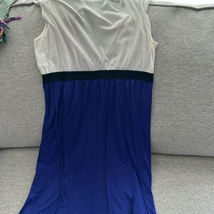 Sleeveless Cream and Blue Dress